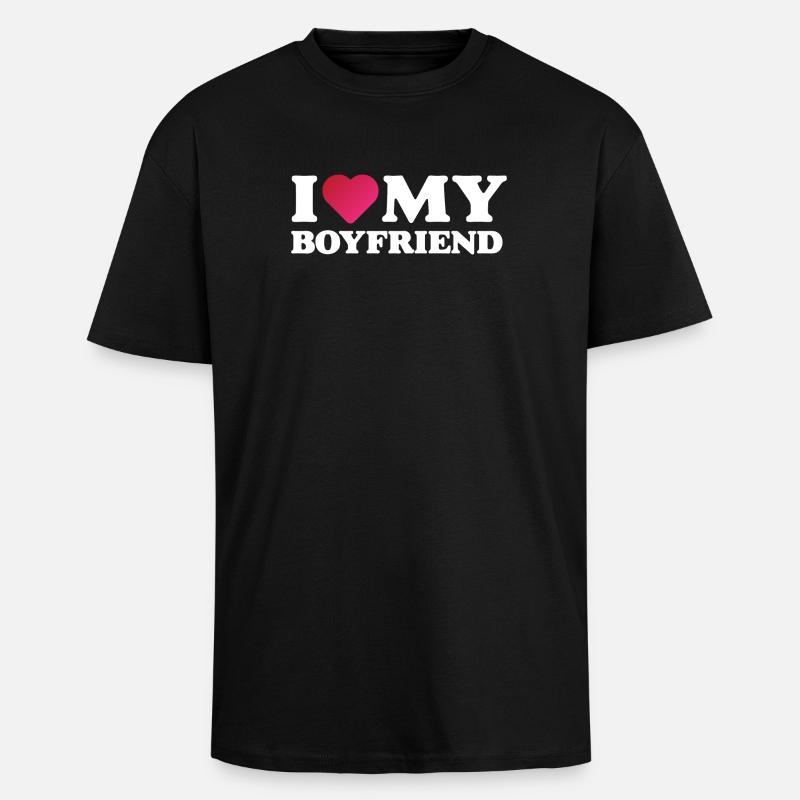 J’aime mon petit ami - T-shirt unisexe oversize épais - noir