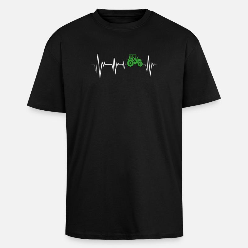 Herzschlag Traktor Bauer - Oversized Heavyweight Unisex T-Shirt - Schwarz