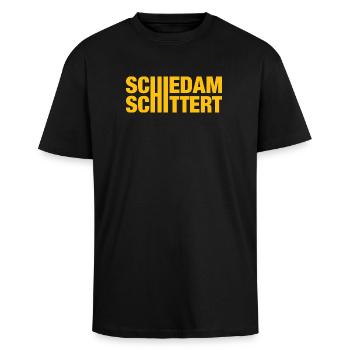 Schiedam Schittert - Official merchandise - Unisex Oversized Heavyweight T-shirt - black - Front - Alina (178cm) & Michal (187cm)