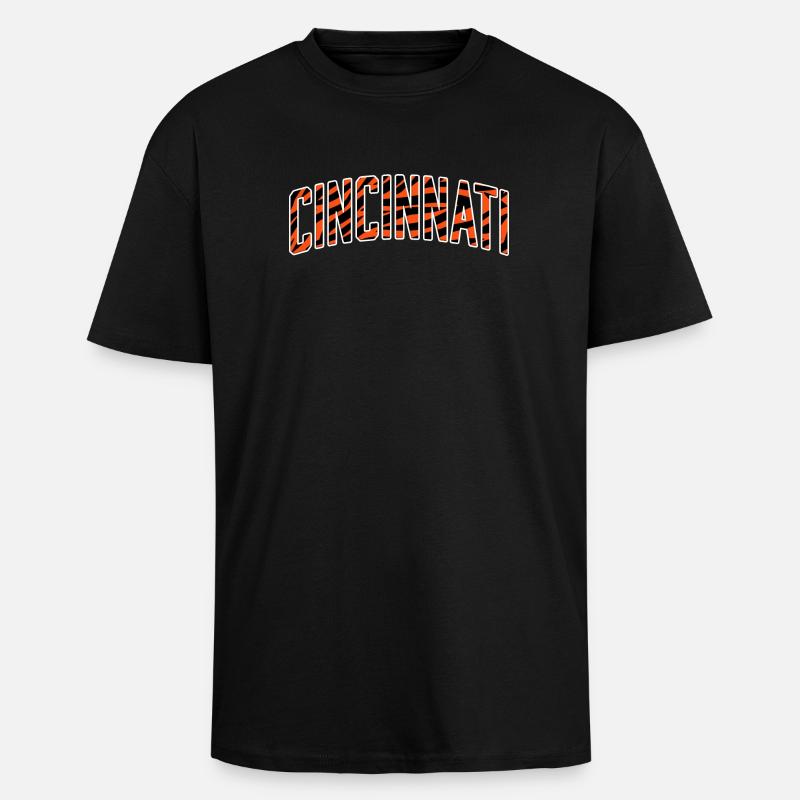 Cincinnati Tiger Stripe - T-shirt unisexe oversize épais - noir