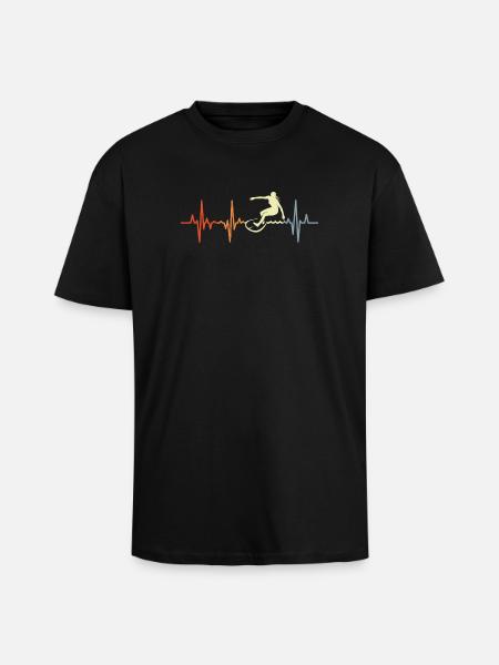 Surfer Mädchen Retro Herzklopfen - Oversized Heavyweight Unisex T-Shirt - Schwarz