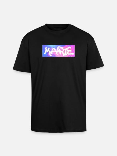 Marie Graffiti Neon Splash - Oversized Heavyweight Unisex T-Shirt - Schwarz