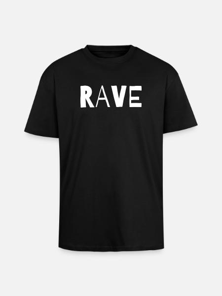 Rave typographic music design - Unisex Oversized Heavyweight T-shirt - black