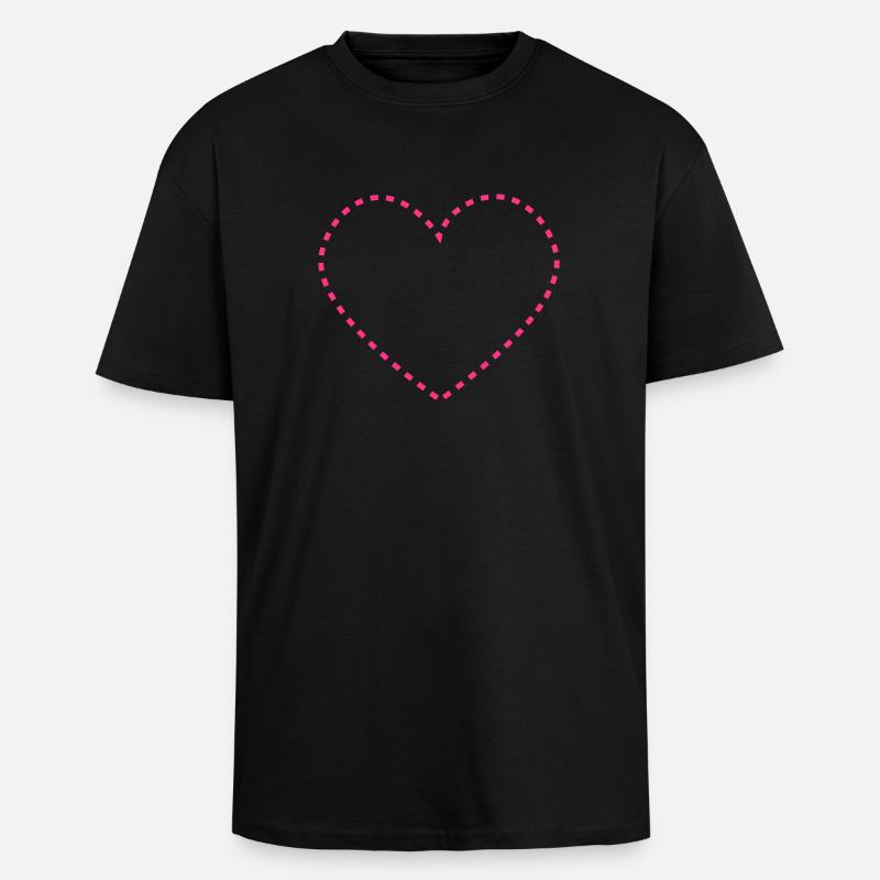dashed_heart_1c - Oversized Heavyweight Unisex T-Shirt - Schwarz