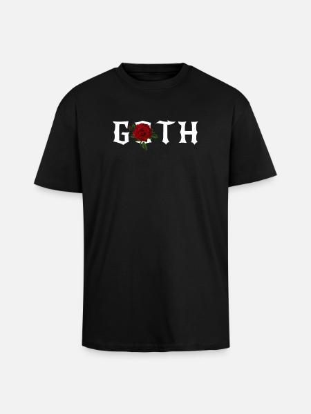 Gothic, Gothic-Thema mit roter Rose - Oversized Heavyweight Unisex T-Shirt - Schwarz