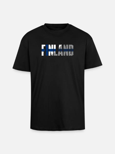 Finland Nordic Flag Stripe - Unisex Oversized Heavyweight T-shirt - black