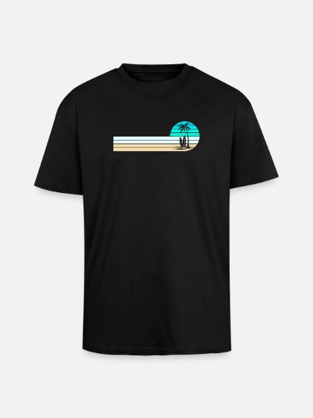 Beach skyline - Unisex Oversized Heavyweight T-shirt - black