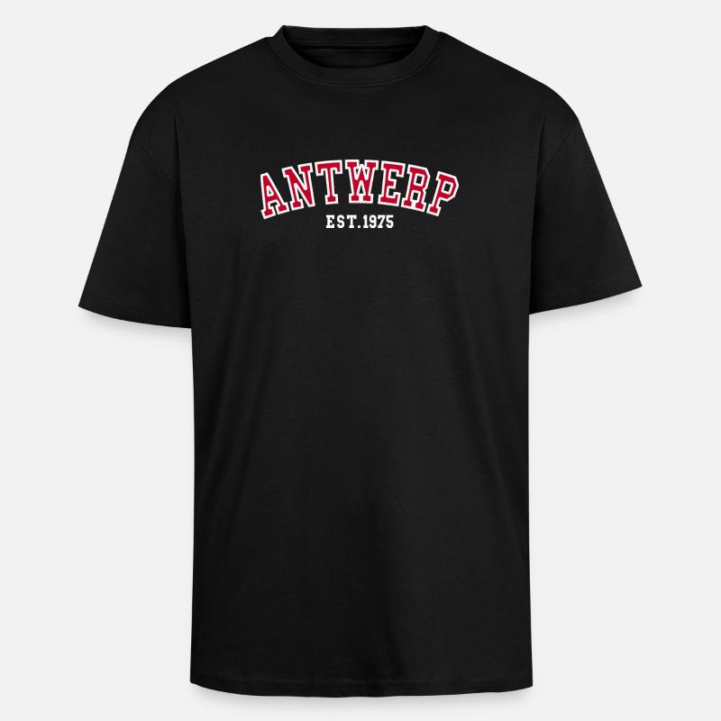 Antwerpen Est. 1975 - Oversized Heavyweight Unisex T-Shirt - Schwarz