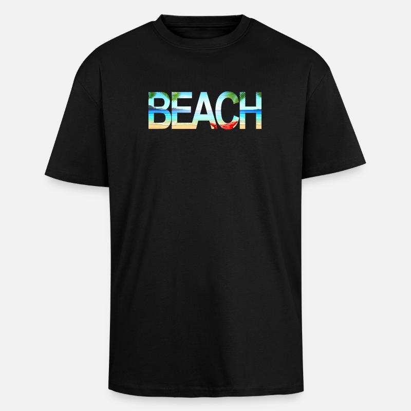 Beach - Oversized Heavyweight Unisex T-Shirt - Schwarz