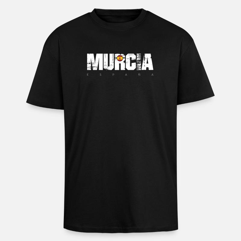 Murcia Spain Distressed Text - Unisex Oversized Heavyweight T-shirt - black