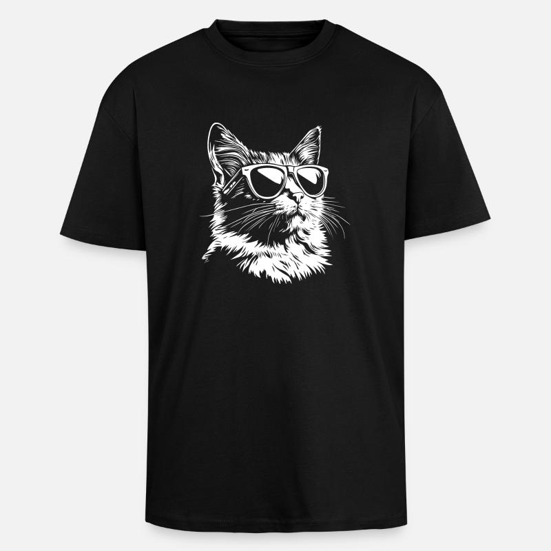 Cool Katze Sonnenbrille - Oversized Heavyweight Unisex T-Shirt - Schwarz