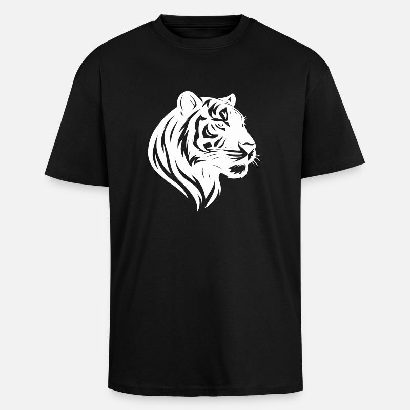 Tiger Head Tribal - Unisex Oversized Heavyweight T-shirt - black