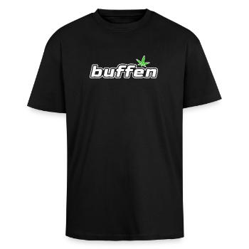 Buffen - Oversized Heavyweight Unisex T-Shirt - Schwarz - Vorne - Alina (178cm) & Michal (187cm)