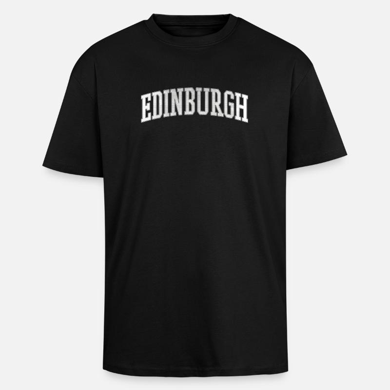 Edinburgh Varsity Bogen Schrift - Oversized Heavyweight Unisex T-Shirt - Schwarz