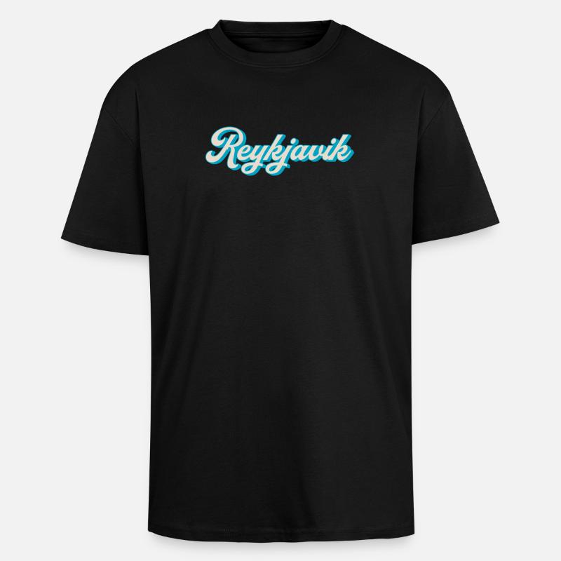 Reykjavik Neon Script - Unisex Oversized Heavyweight T-shirt - black