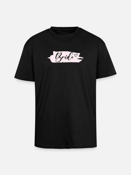 Bride -Team Bride-Heart! Customizable - Unisex Oversized Heavyweight T-shirt - black