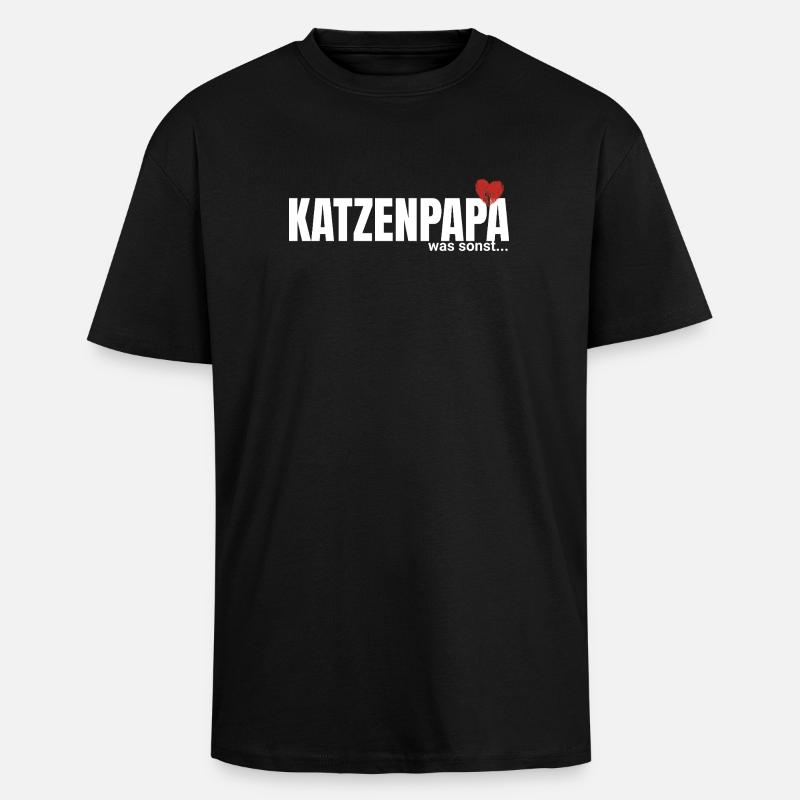Katzenpapa mit Herz - Oversized Heavyweight Unisex T-Shirt - Schwarz