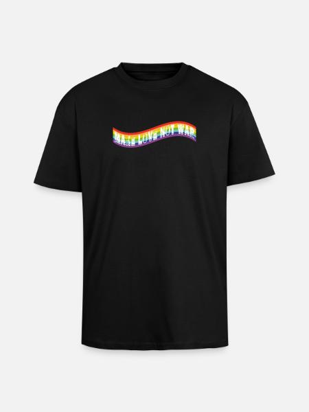 Faites l’amour, pas la guerre | Drapeau arc-en-ciel - T-shirt unisexe oversize épais - noir