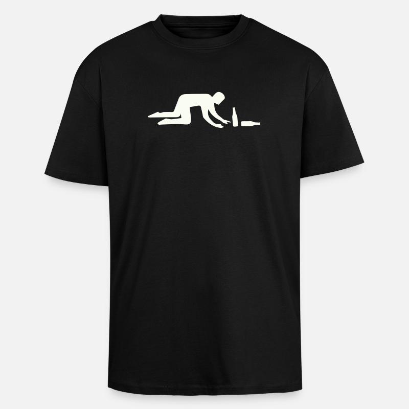 Säufer Silhouette mit Flasche - Oversized Heavyweight Unisex T-Shirt - Schwarz