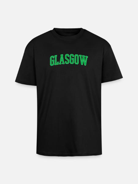 Glasgow College Style Green Block Font - Unisex Oversized Heavyweight T-shirt - black