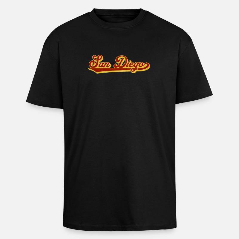 Script rétro de San Diego - T-shirt unisexe oversize épais - noir