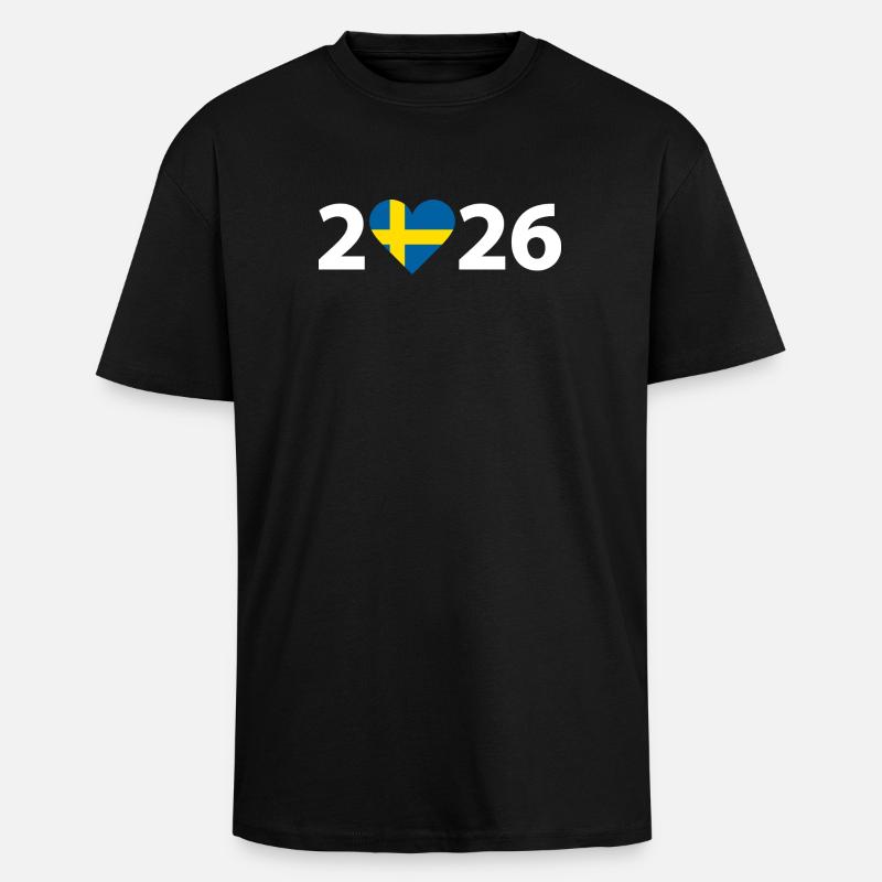 J’aime Suède 2026, Suède 2026 - T-shirt unisexe oversize épais - noir