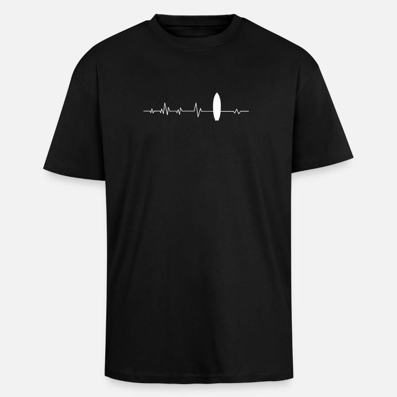 Surfbrett Surfer - Oversized Heavyweight Unisex T-Shirt - Schwarz