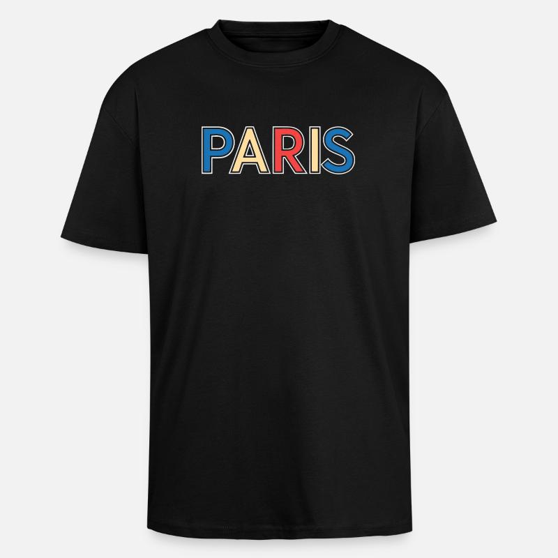 Pariser Farbblocktypografie - Oversized Heavyweight Unisex T-Shirt - Schwarz