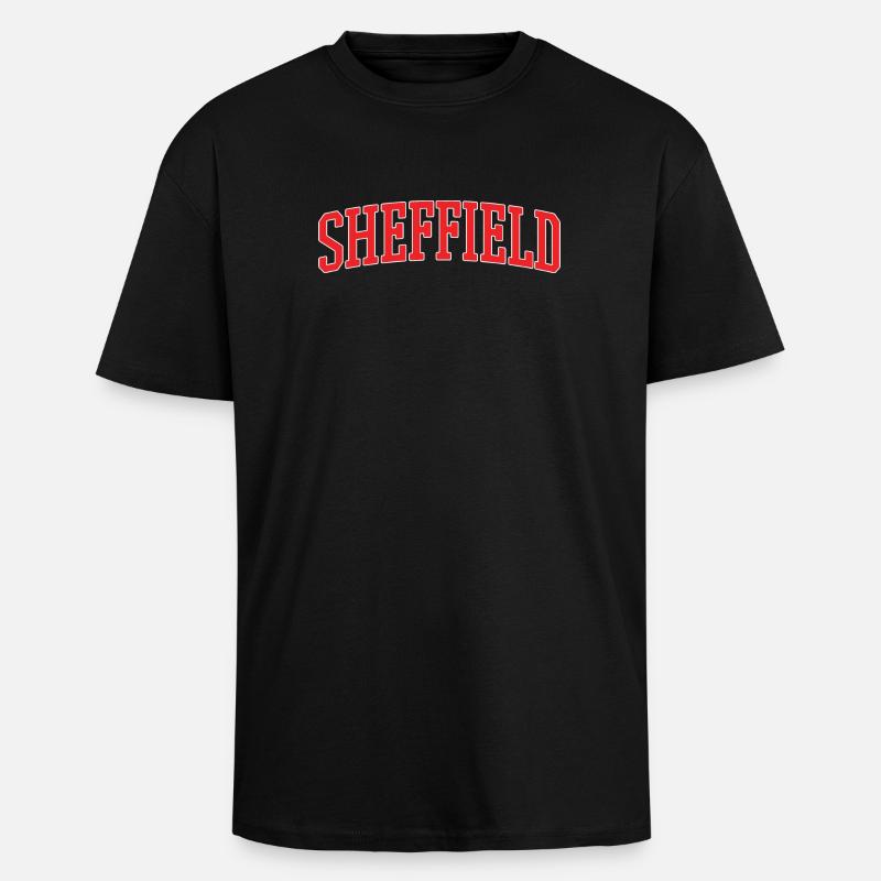 Lettrage rétro Varsity de Sheffield - T-shirt unisexe oversize épais - noir