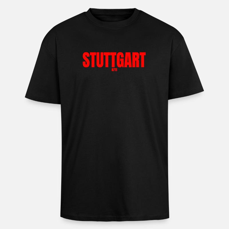 Stuttgart 0711 - Oversized Heavyweight Unisex T-Shirt - Schwarz