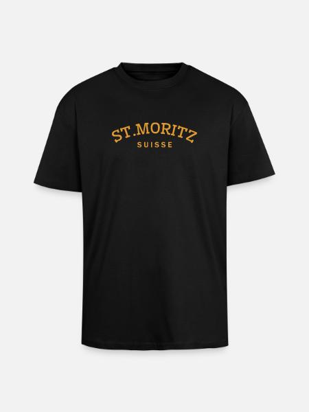 St. Moritz - Suisse - Switzerland - Swiss - Unisex Oversized Heavyweight T-shirt - black