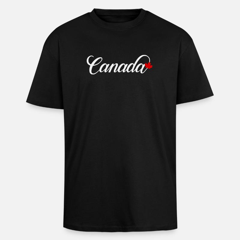 Canada Script with Maple Leaf - Unisex Oversized Heavyweight T-shirt - black