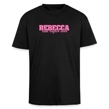 Dire rebecca - T-shirt unisexe oversize épais - noir - Devant - Alina (178cm) & Michal (187cm)