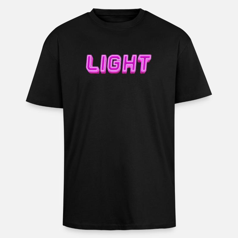 Neon Light Lettering Light - Unisex Oversized Heavyweight T-shirt - black