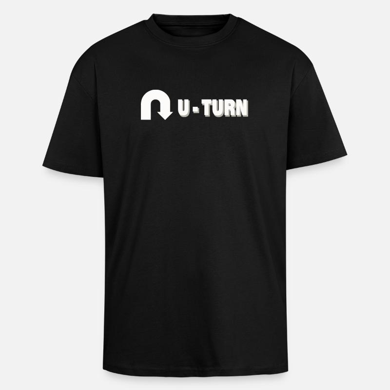 U-TURN - Oversized Heavyweight Unisex T-Shirt - Schwarz