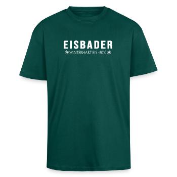 Baignes de glace Bains d’hiver résistants à l’hiver Trou de glace hivernal - T-shirt unisexe oversize épais - hunter green - Devant - Alina (178cm) & Michal (187cm)