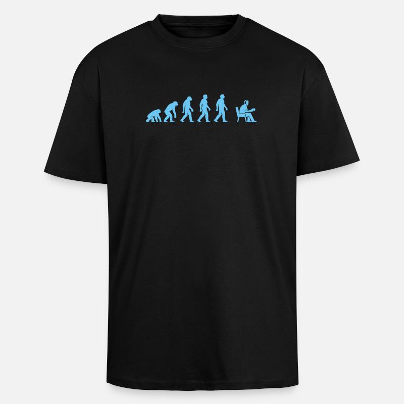 Evolution to office work - Unisex Oversized Heavyweight T-shirt - black