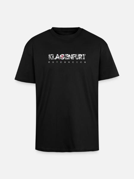 Klagenfurt Austria Distressed Typography - Unisex Oversized Heavyweight T-shirt - black