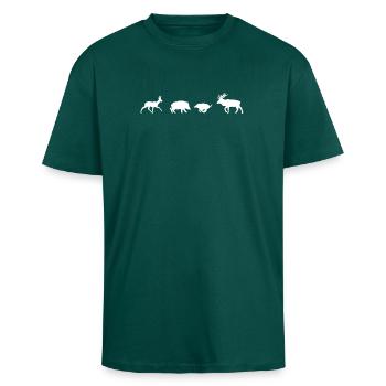 Grands habitants de la forêt - T-shirt unisexe oversize épais - hunter green - Devant - Alina (178cm) & Michal (187cm)