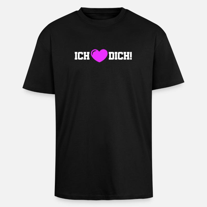 Ich Liebe Dich Herz - Oversized Heavyweight Unisex T-Shirt - Schwarz