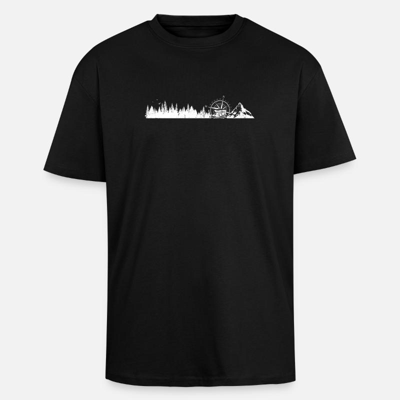 Exploring mountains forests - Unisex Oversized Heavyweight T-shirt - black