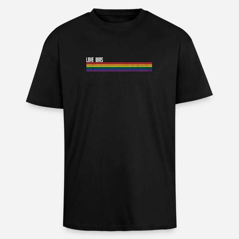 Regenbogen Streifen Pride Overlay - Oversized Heavyweight Unisex T-Shirt - Schwarz