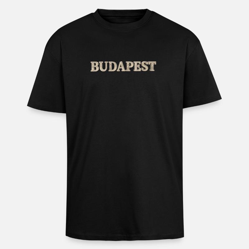 BUDAPEST – Architectural Stone Typography - Oversized Heavyweight Unisex T-Shirt - Schwarz
