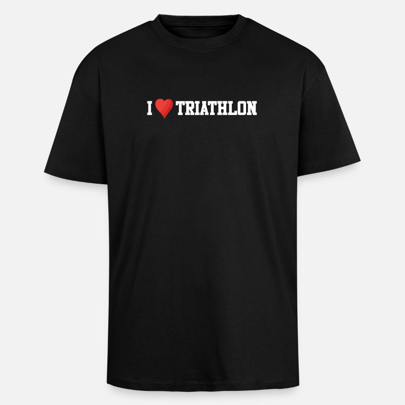 I Love Triathlon - Oversized Heavyweight Unisex T-Shirt - Schwarz