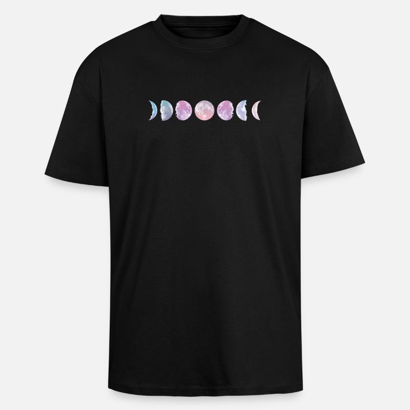 Pastellfarbene Mondphasen - Oversized Heavyweight Unisex T-Shirt - Schwarz