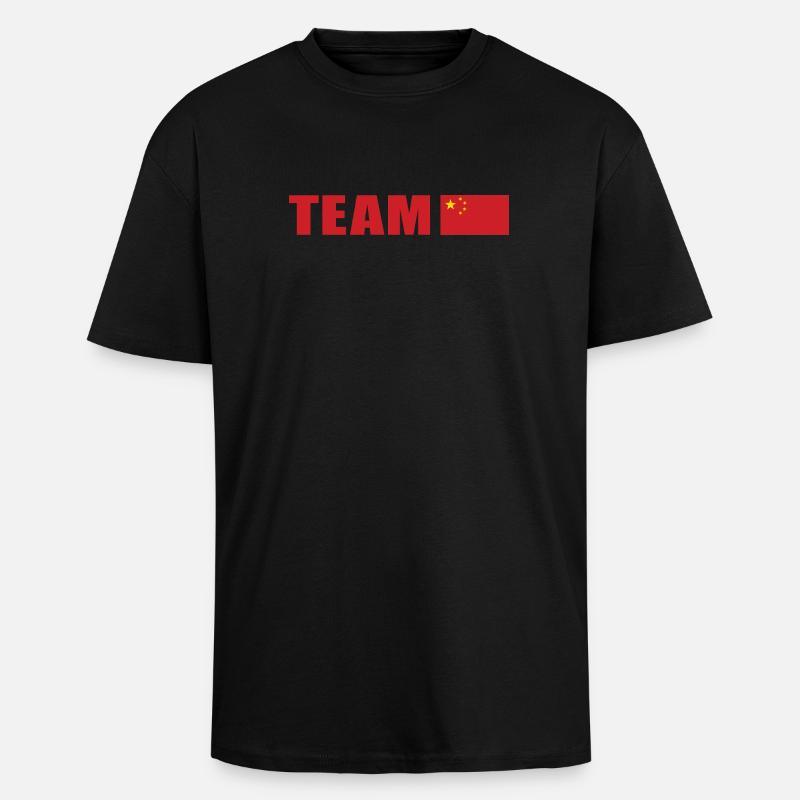 Support Team China - Unisex Oversized Heavyweight T-shirt - black