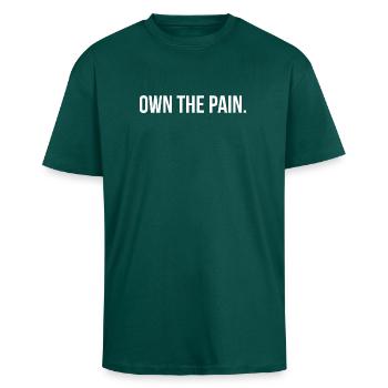 greyline - Unisex Oversized Heavyweight T-shirt - hunter green - Front - Alina (178cm) & Michal (187cm)