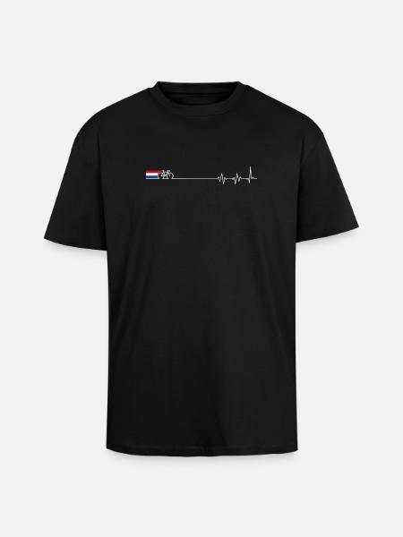 Dutch Bicycle Heartbeat - Unisex Oversized Heavyweight T-shirt - black