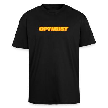 OPTIMIST - Oversized Heavyweight Unisex T-Shirt - Schwarz - Vorne - Alina (178cm) & Michal (187cm)