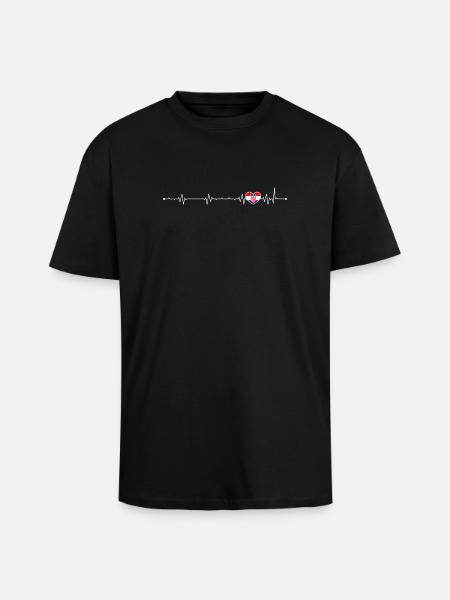 Croatian Heartbeat Flag - Unisex Oversized Heavyweight T-shirt - black